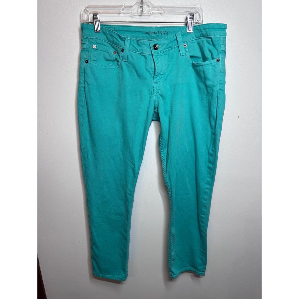 Big Star 1974 Mens Teal Turquoise Slim Straight Leg Stretch Jeans Size 32